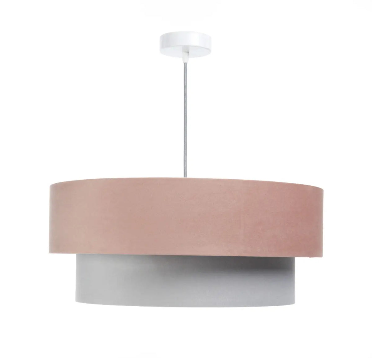 Suspension en tissu rose et gris, abat-jour à plusieurs niveaux