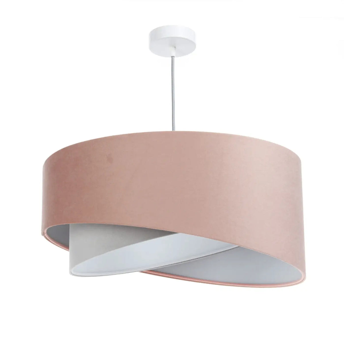 Suspension torsadée effet velours rose pâle, intérieur clair