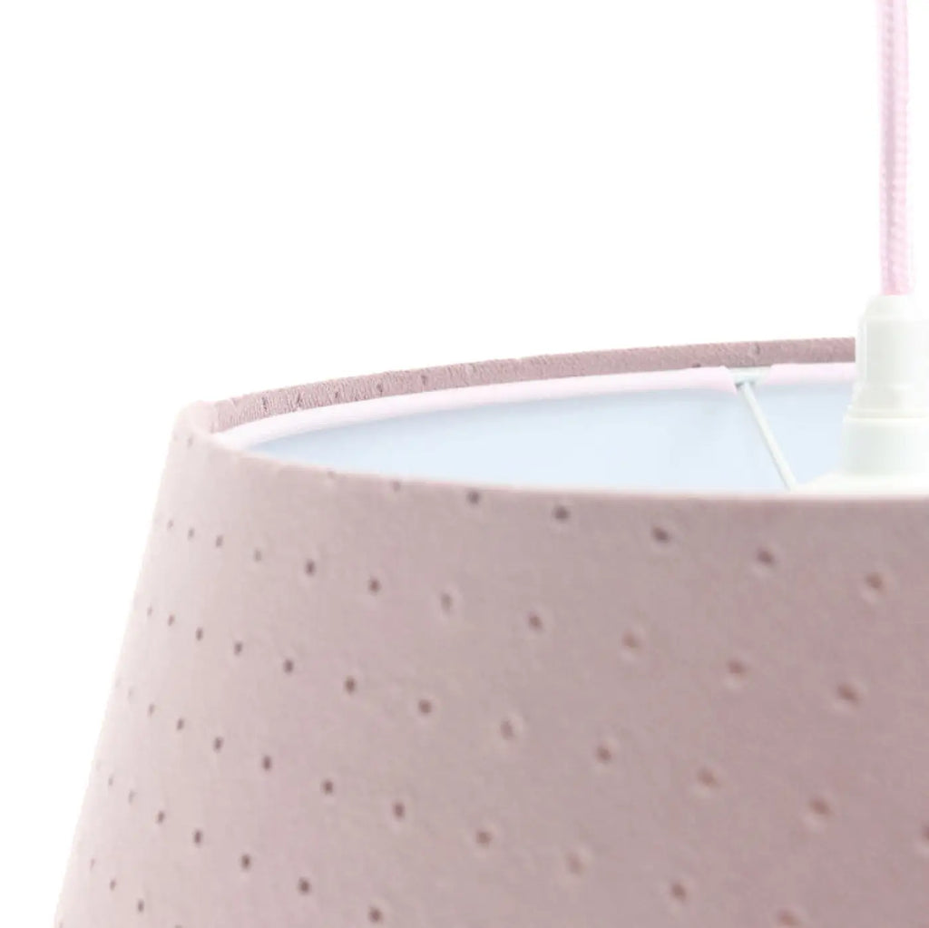 Suspension cloche en tissu effet velours vieux rose