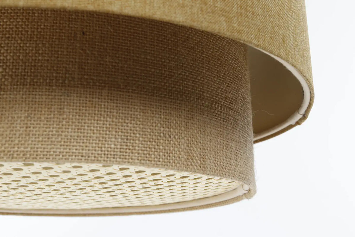 Suspension en rotin beige, abat-jour cylindrique, tailles S, M, L