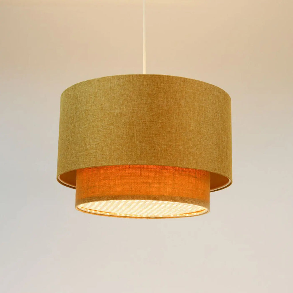 Suspension en rotin beige, abat-jour cylindrique, tailles S, M, L
