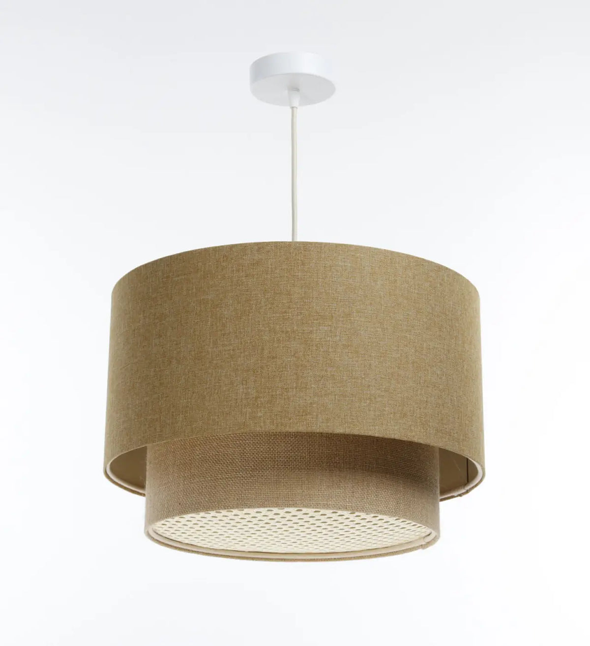 Suspension en rotin beige, abat-jour cylindrique, tailles S, M, L