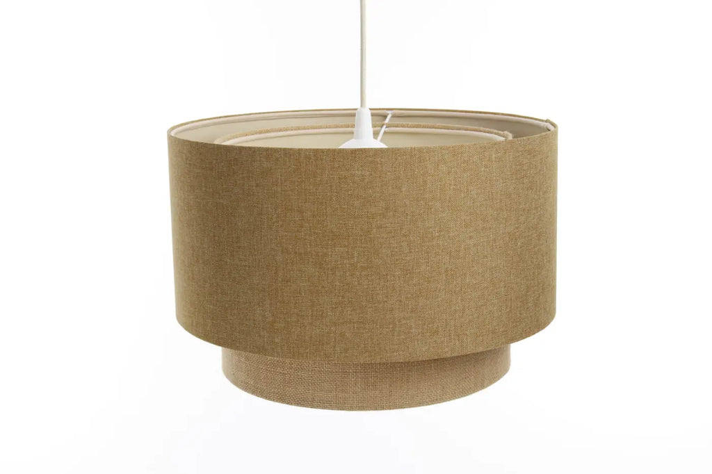 Suspension en rotin beige, abat-jour cylindrique, tailles S, M, L