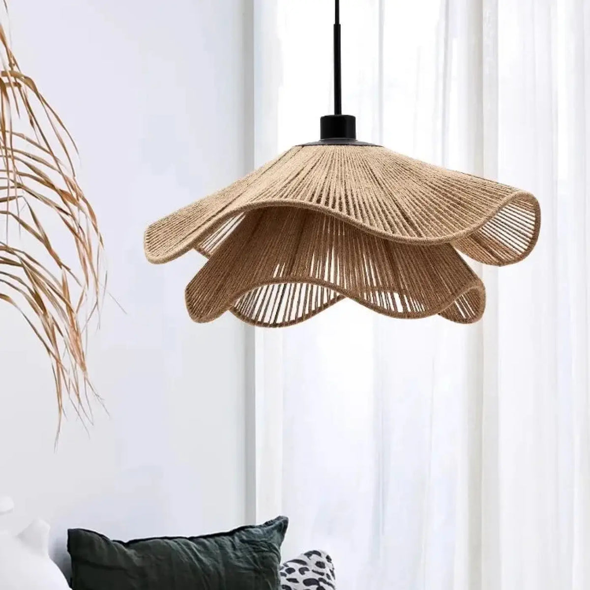 Suspension en rotin et corde de chanvre, tailles S, M et L