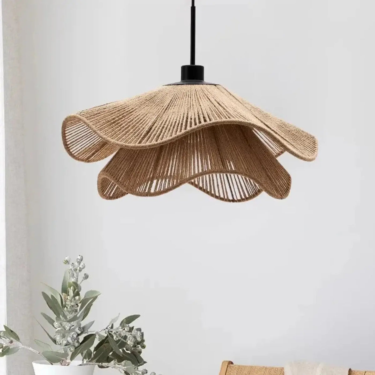 Suspension en rotin et corde de chanvre, tailles S, M et L