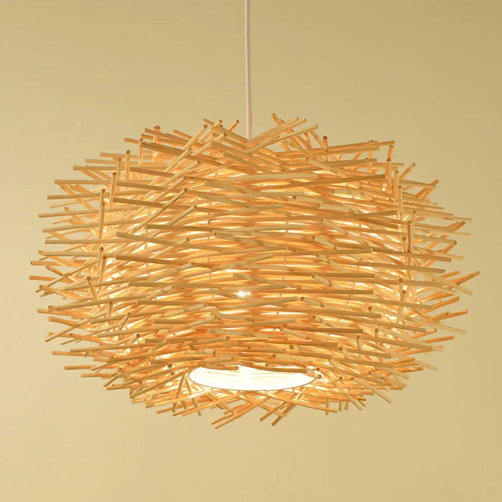 Suspension en rotin forme nid d'oiseau, marron ou beige
