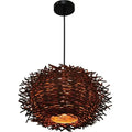 Suspension en rotin forme nid d'oiseau, marron ou beige, marron