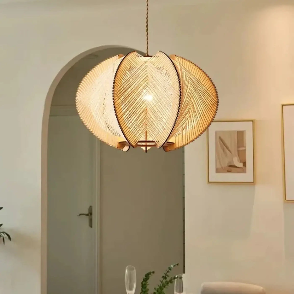 Suspension ronde en rotin tressé, style bohème, tailles S à L