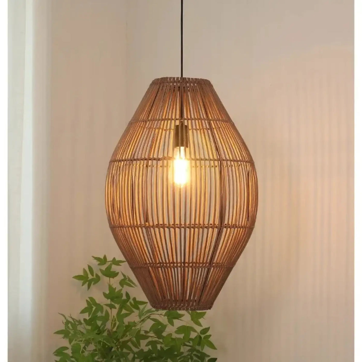 Suspension en rotin style scandinave, tailles S, M et L