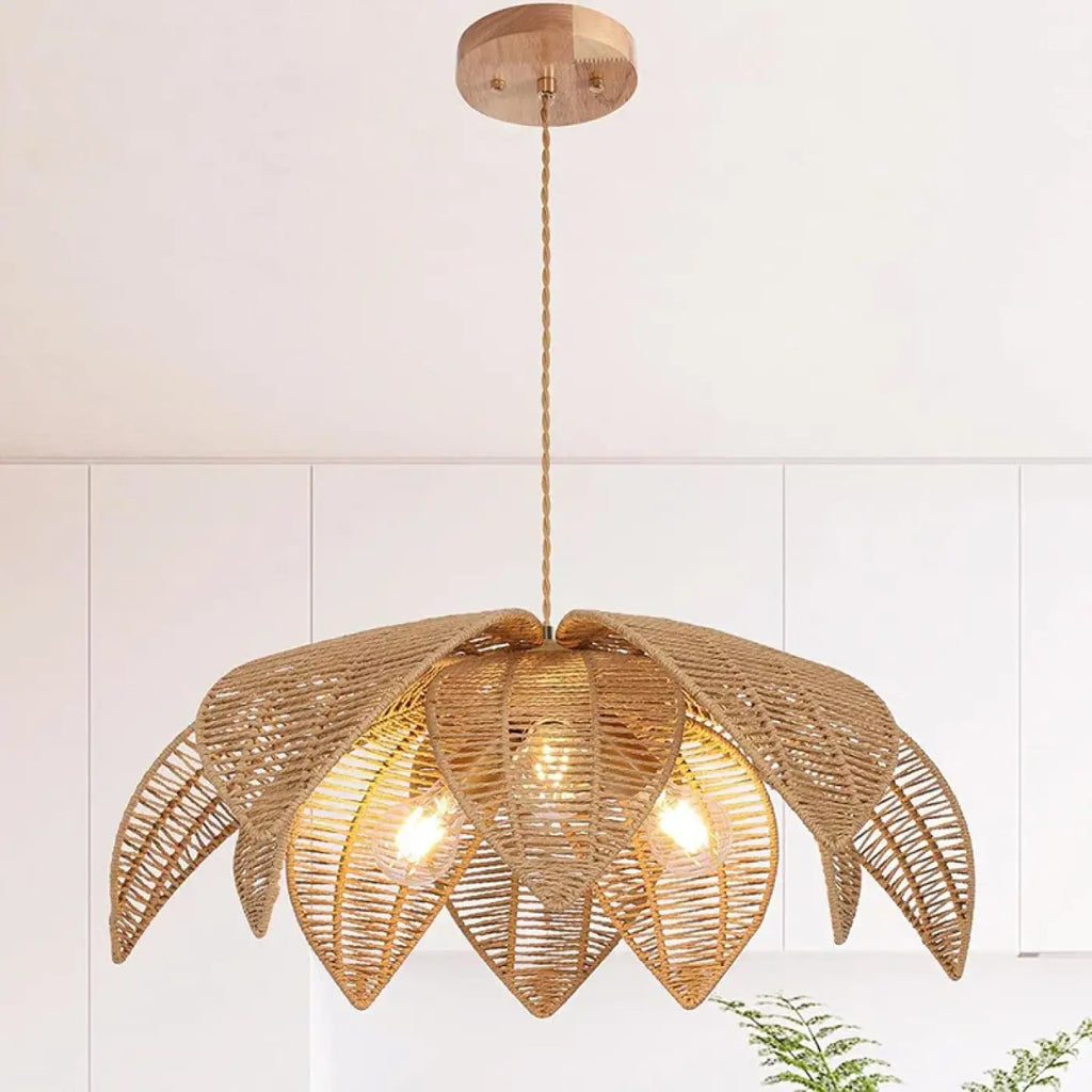 Suspension en rotin style scandinave, marron ou noir