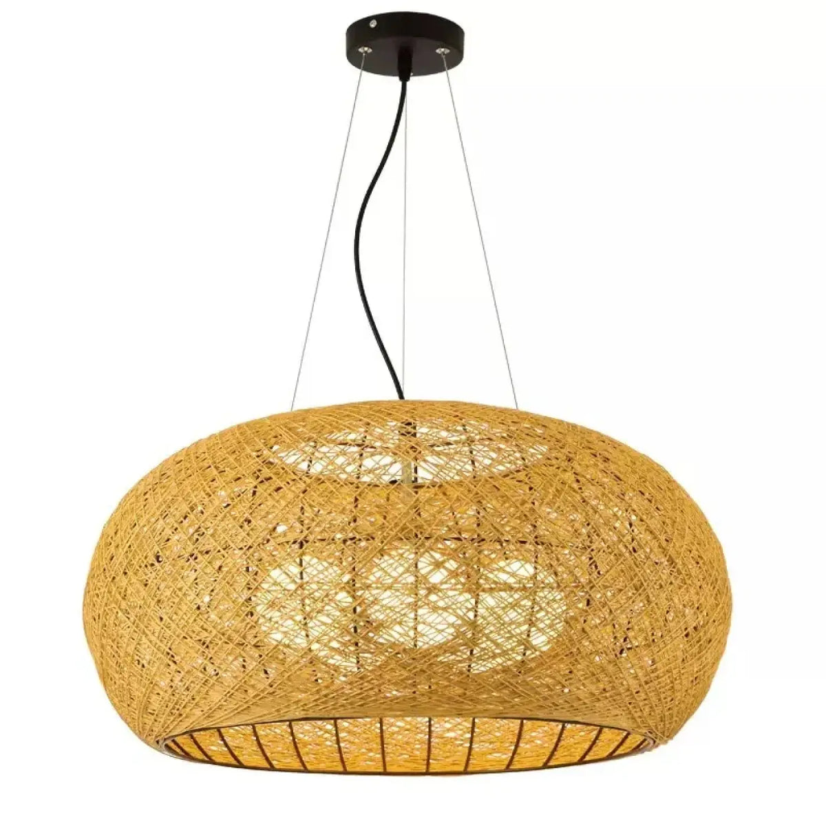 Suspension ovale en rotin tressé, beige ou marron, beige