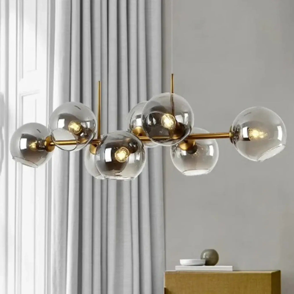 Suspension à boules de verre, monture noire ou dorée