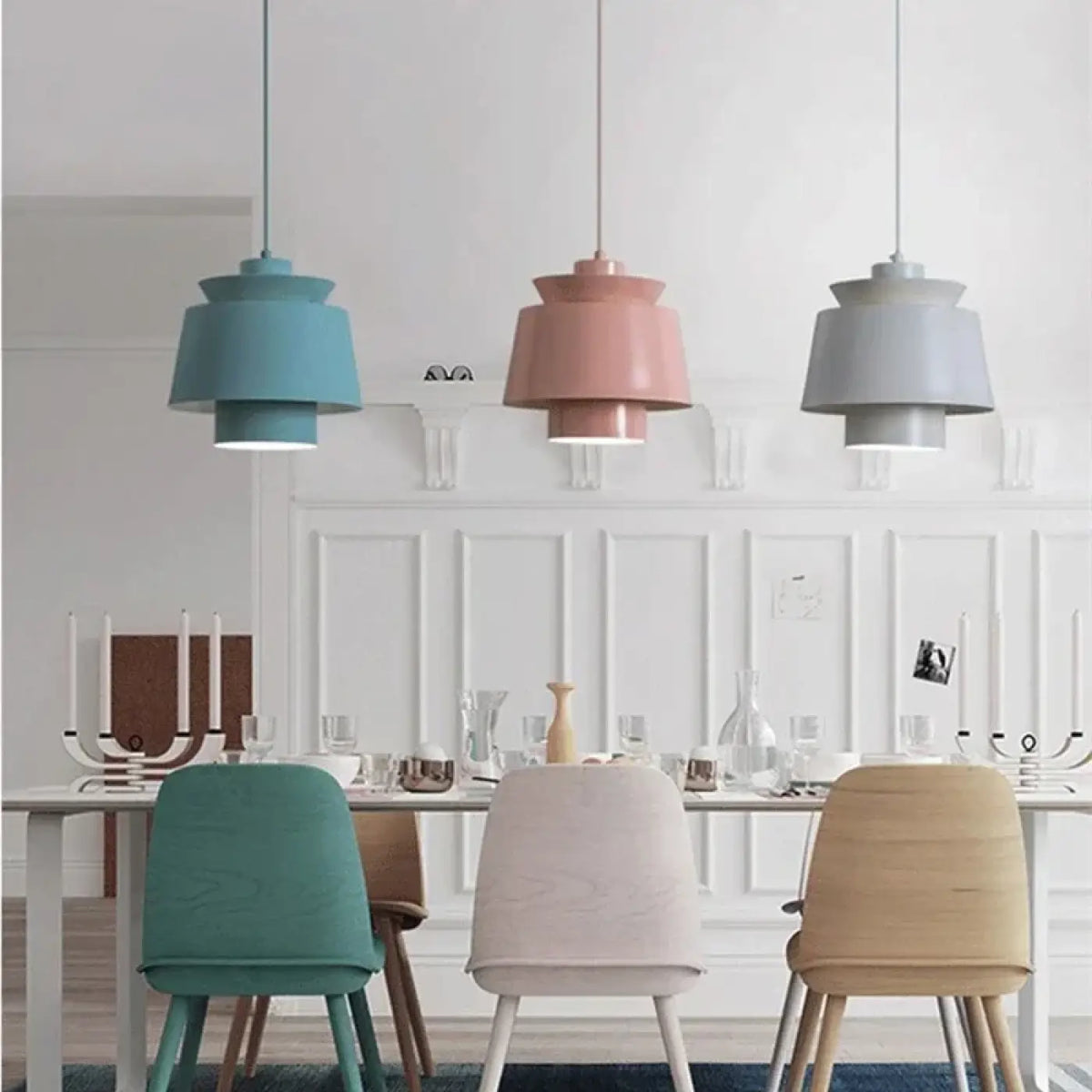 Suspension scandinave à volumes superposés, cinq coloris