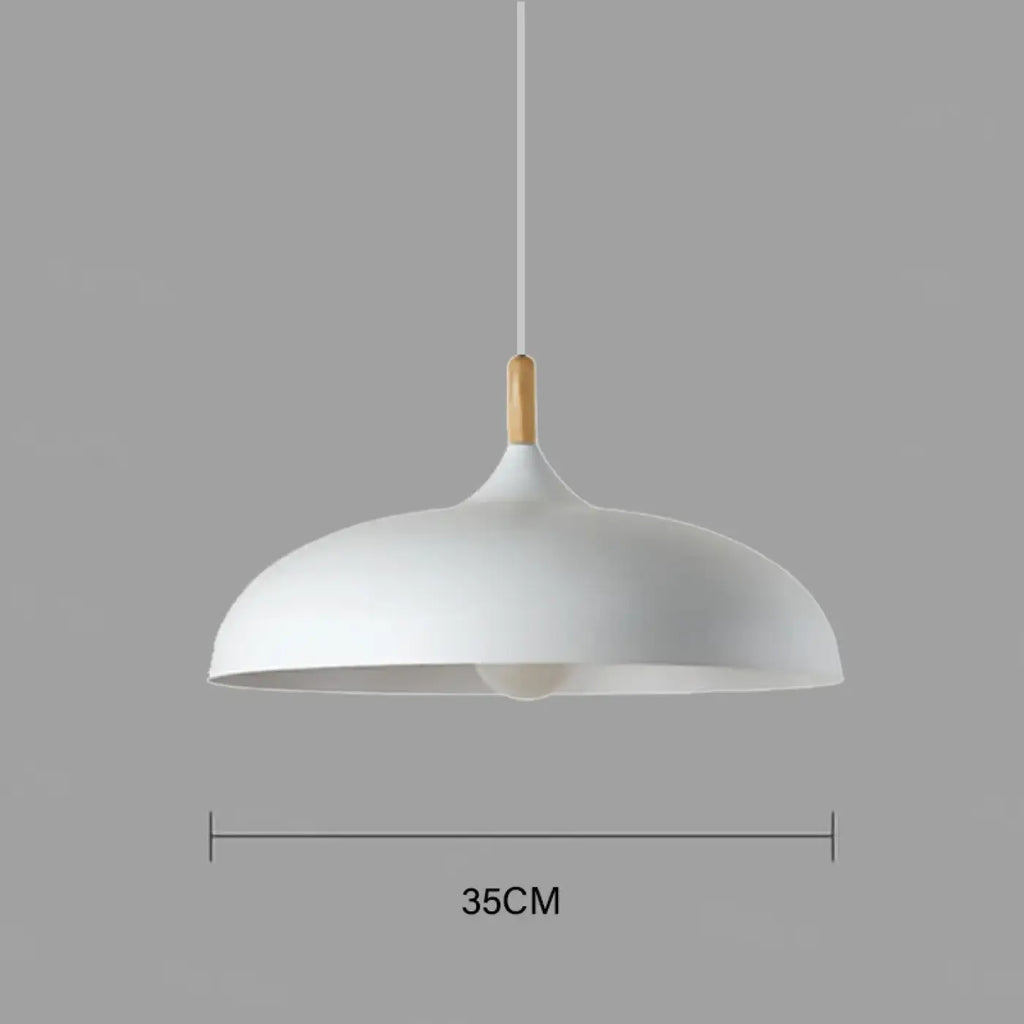 Suspension scandinave avec touche de bois clair, sept coloris, blanc
