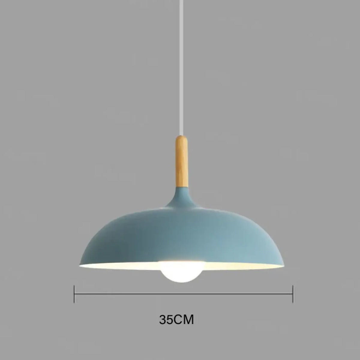 Suspension scandinave avec touche de bois clair, sept coloris, bleu