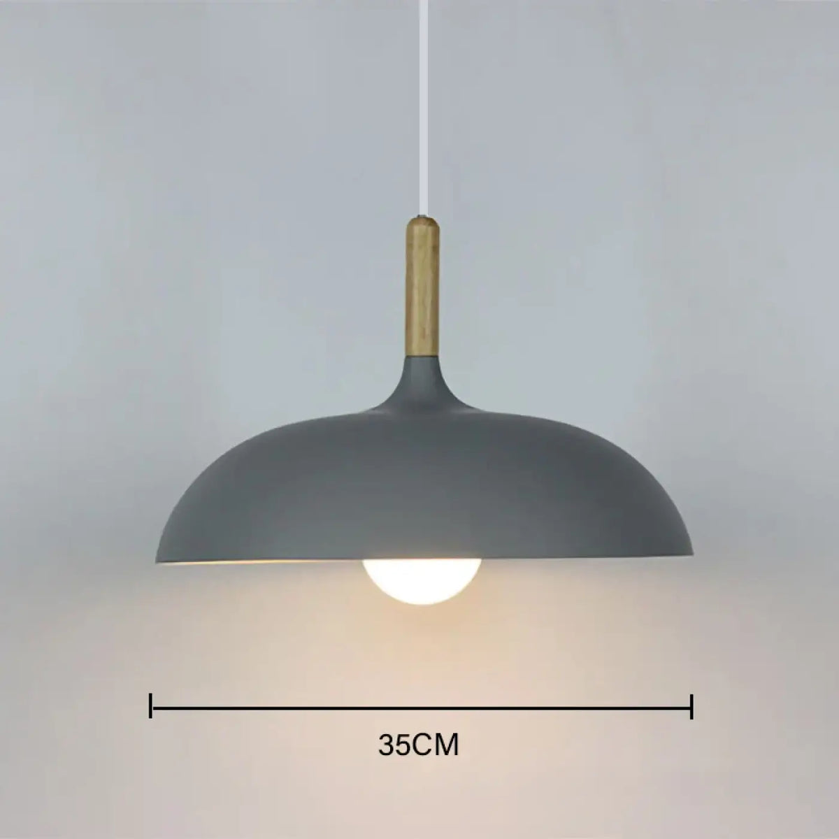 Suspension scandinave avec touche de bois clair, sept coloris, gris