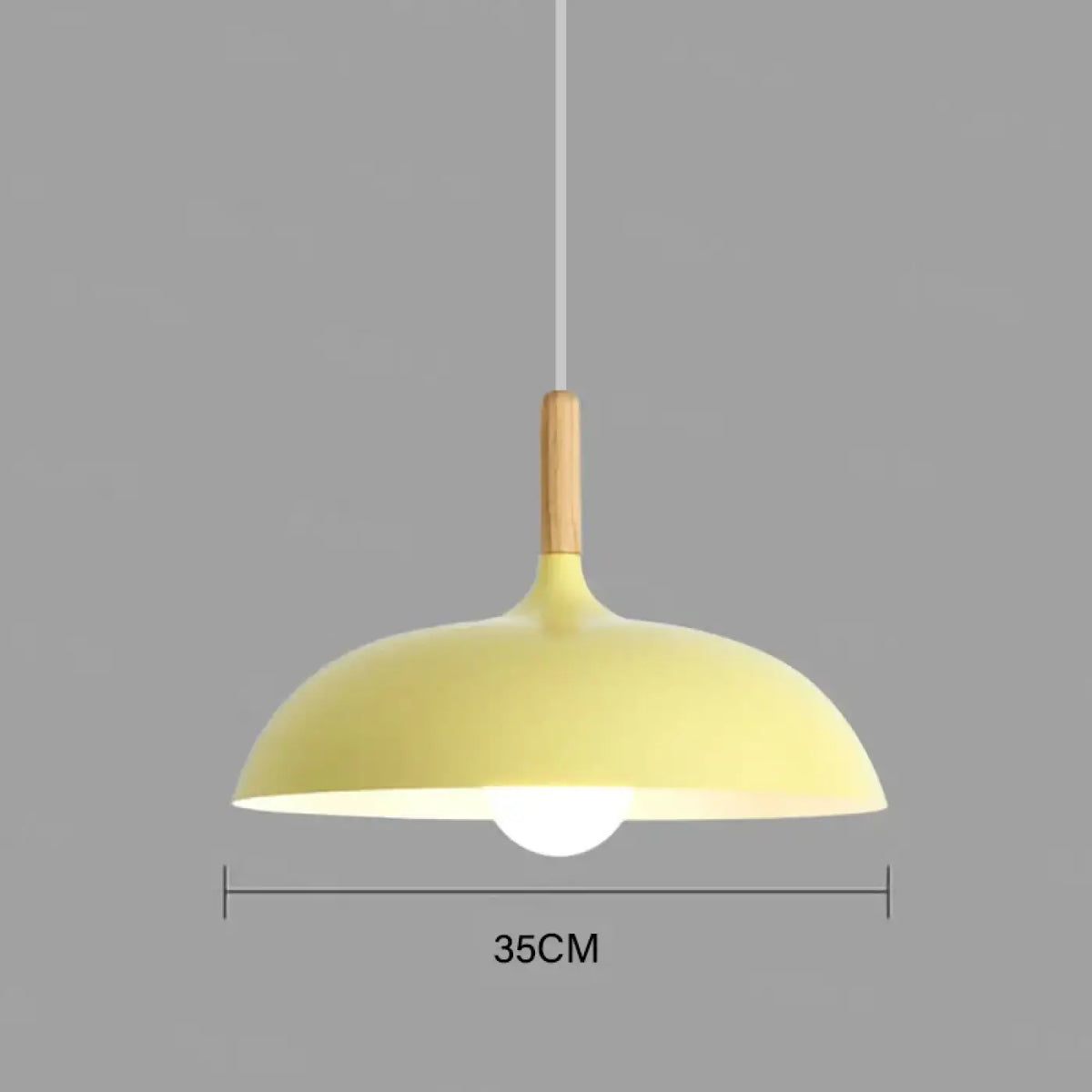 Suspension scandinave avec touche de bois clair, sept coloris, jaune