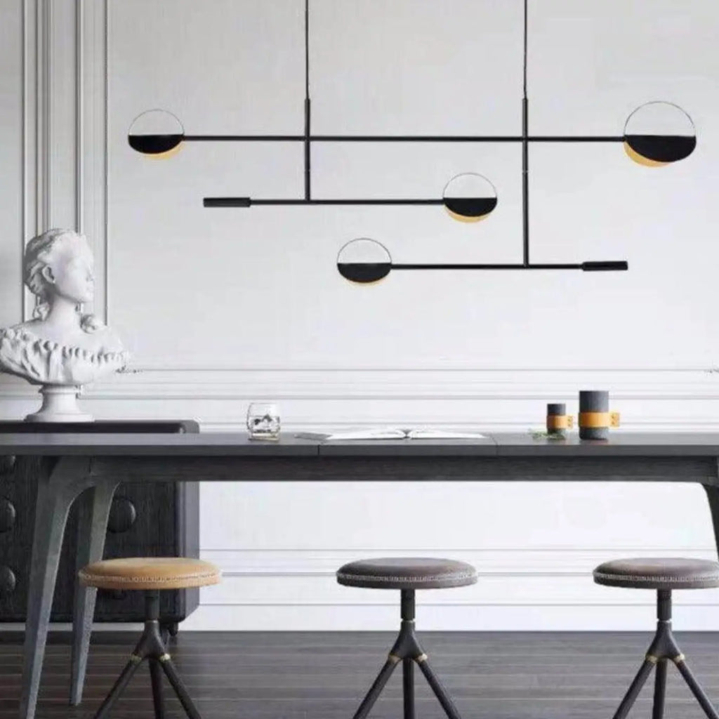 Suspension scandinave épurée, coloris noir ou doré, noir