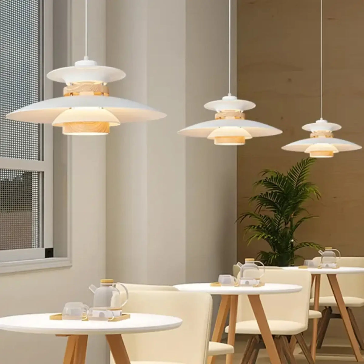 Suspension scandinave à disques étagés et bois, sept modèles