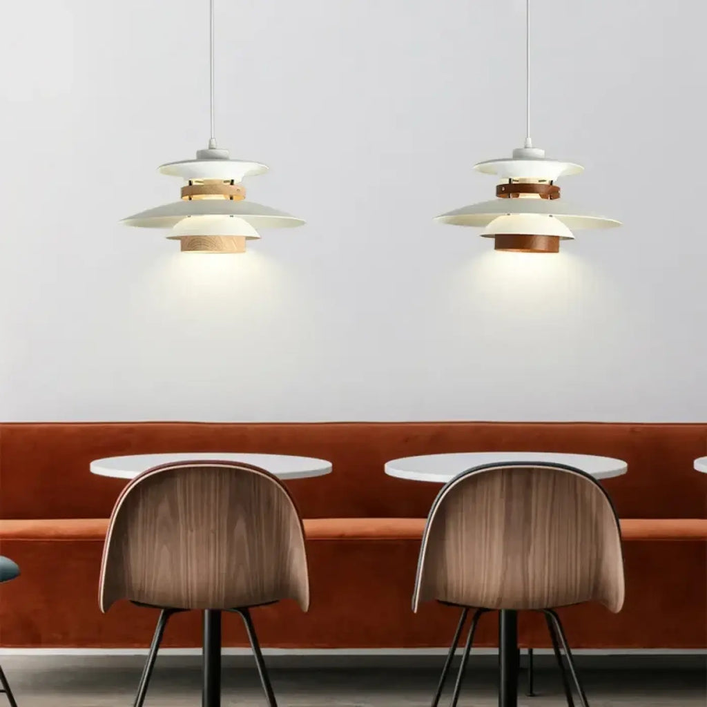 Suspension scandinave à disques étagés et bois, sept modèles