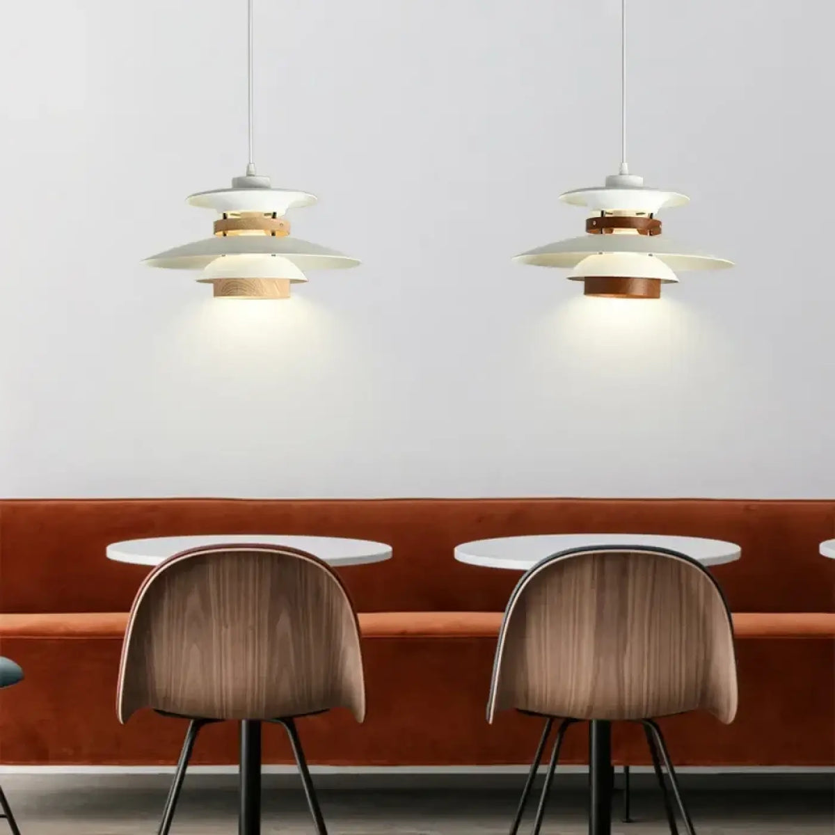 Suspension scandinave à disques étagés et bois, sept modèles