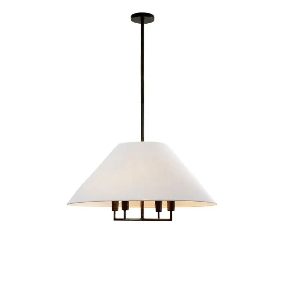 Suspension scandinave, abat-jour en tissu naturel, structure noire