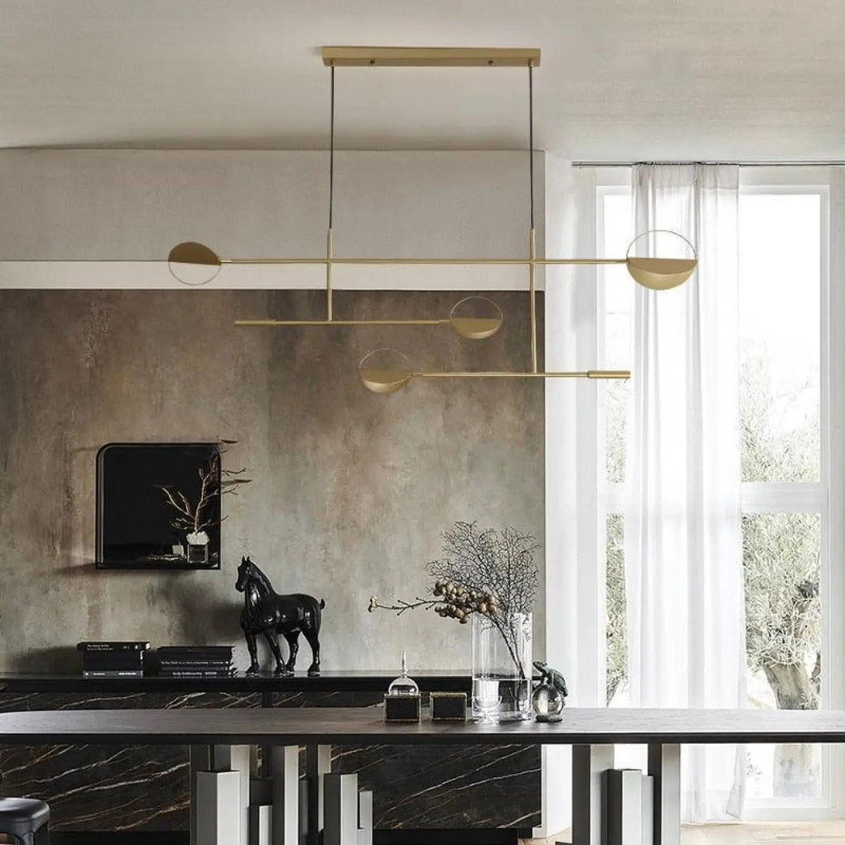 Suspension scandinave épurée, coloris noir ou doré, doré