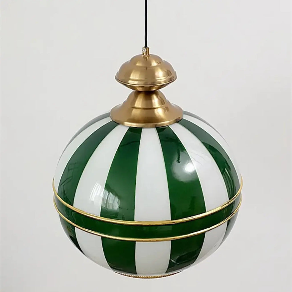 Suspension sphère en verre rayé, vert ou rouge