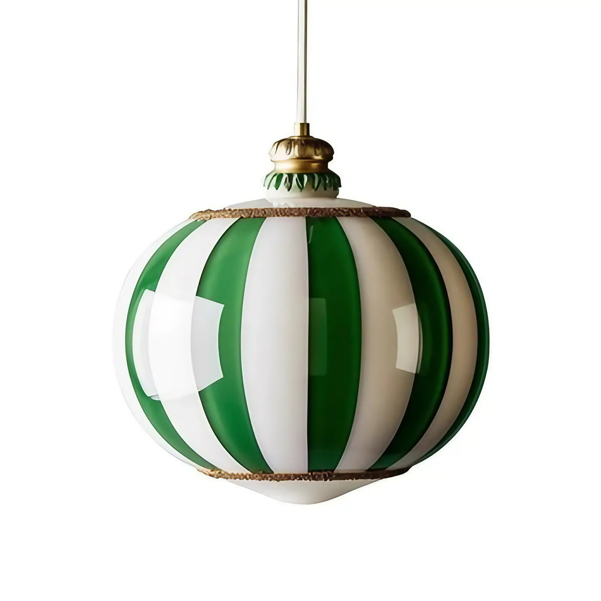 Suspension sphère en verre rayé, vert ou rouge, vert