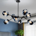 Suspension vintage à globes de verre et bras articulés, gris fumé