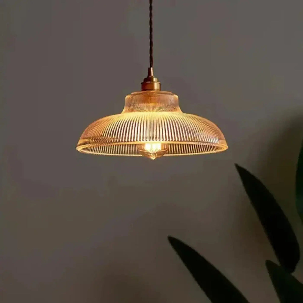 Suspension art déco en verre, ambré ou vert