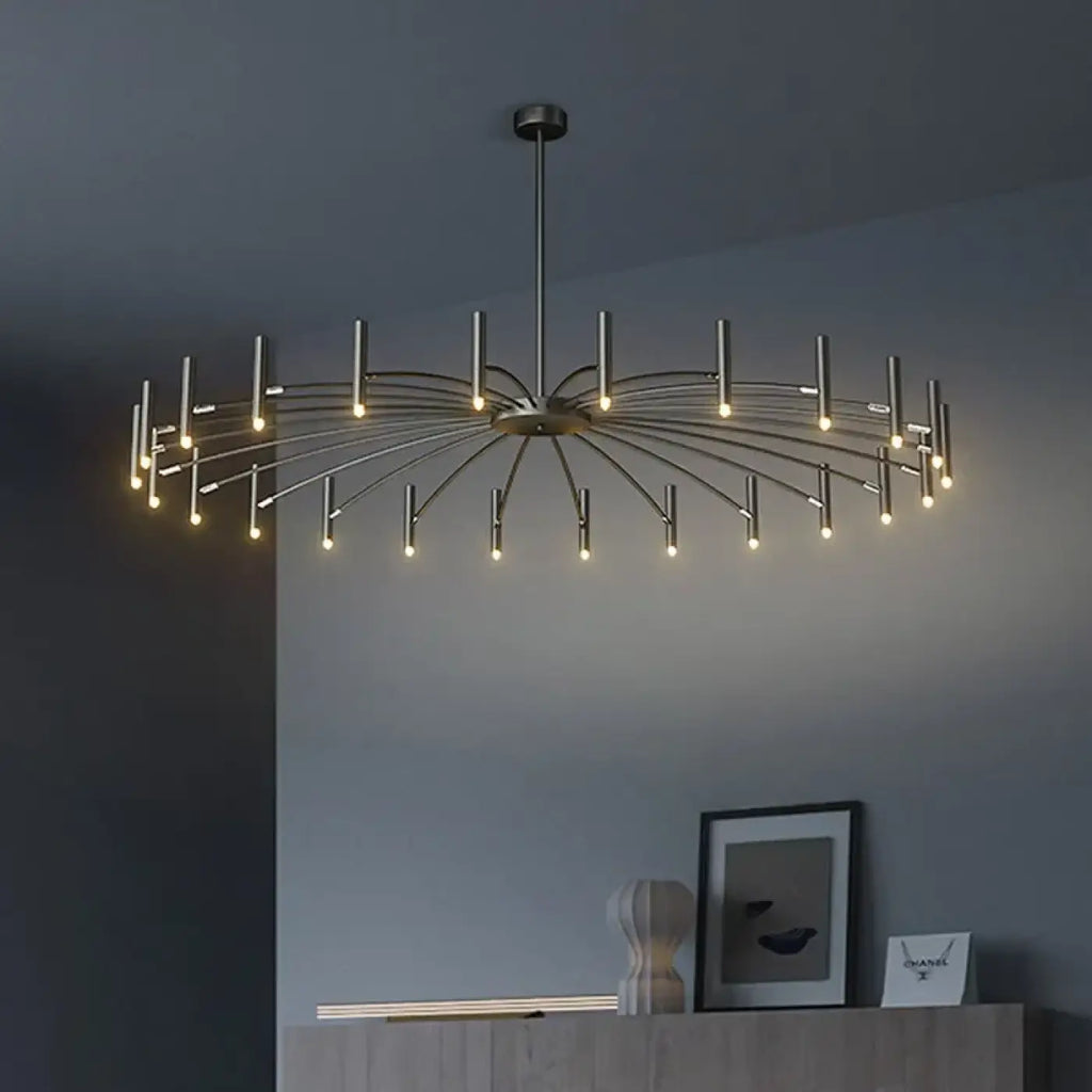 Lustre chandelier à 24 têtes LED amovibles, noir ou doré, noir