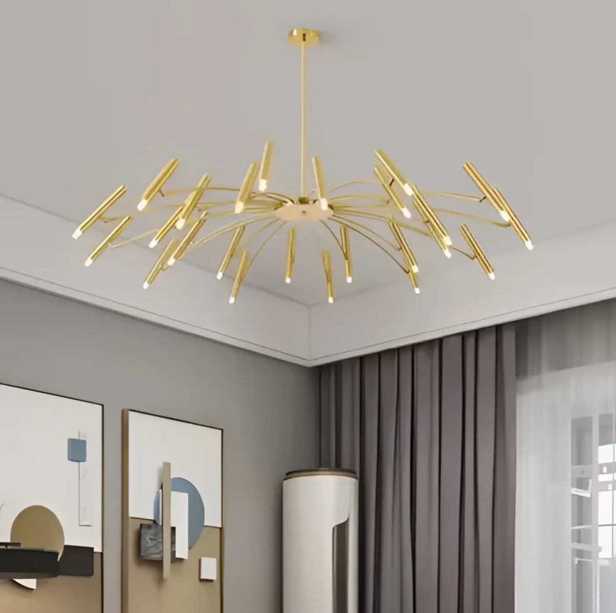 Lustre chandelier à 24 têtes LED amovibles, noir ou doré, doré