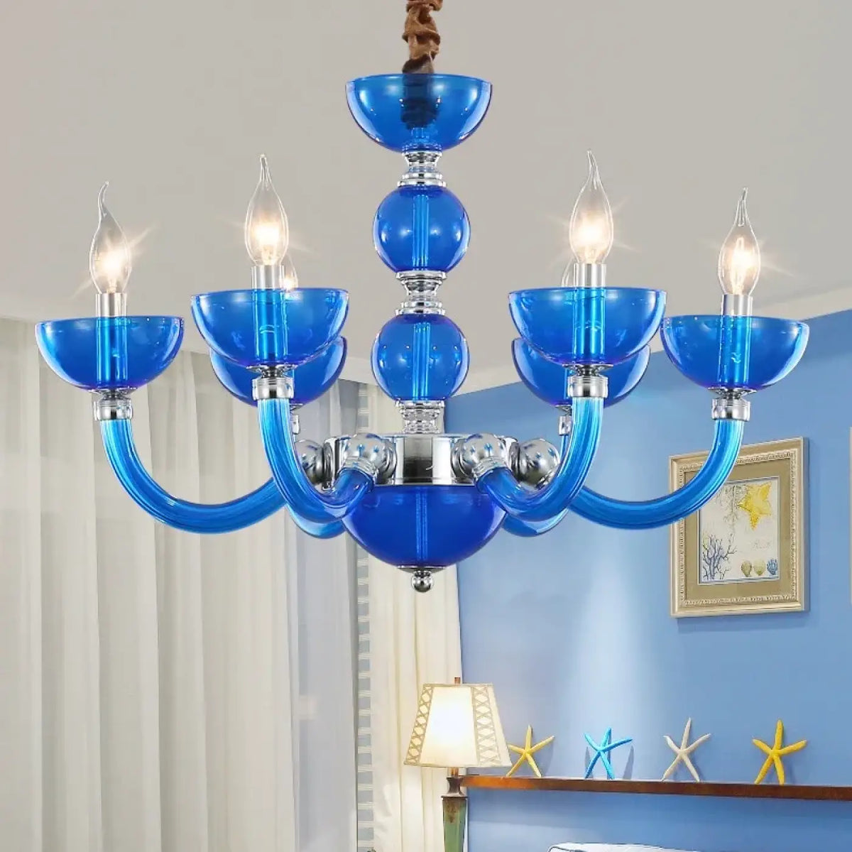 Suspension bleu méditerranée au style grec