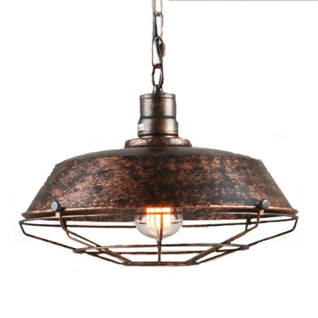 Suspension industrielle en cloche aplatie, noir ou marron