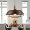 Suspension industrielle en cloche aplatie, noir ou marron, marron
