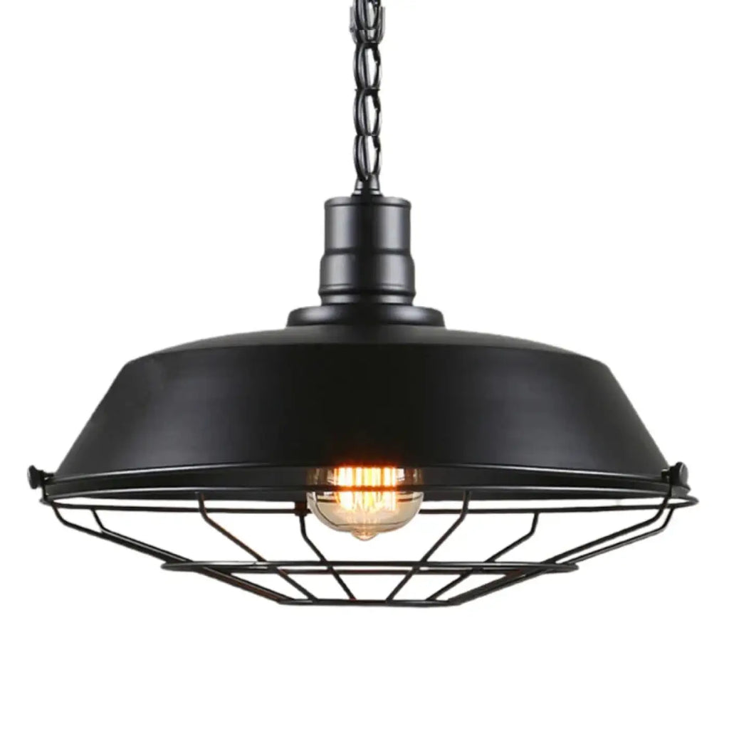 Suspension industrielle en cloche aplatie, noir ou marron