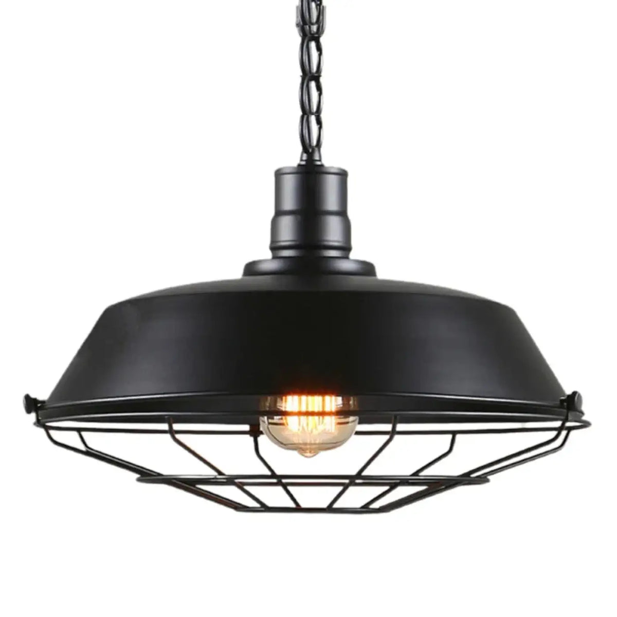 Suspension industrielle en cloche aplatie, noir ou marron
