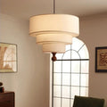 Suspension japandi en tissu et bois, blanc ou vert, S ou L, blanc