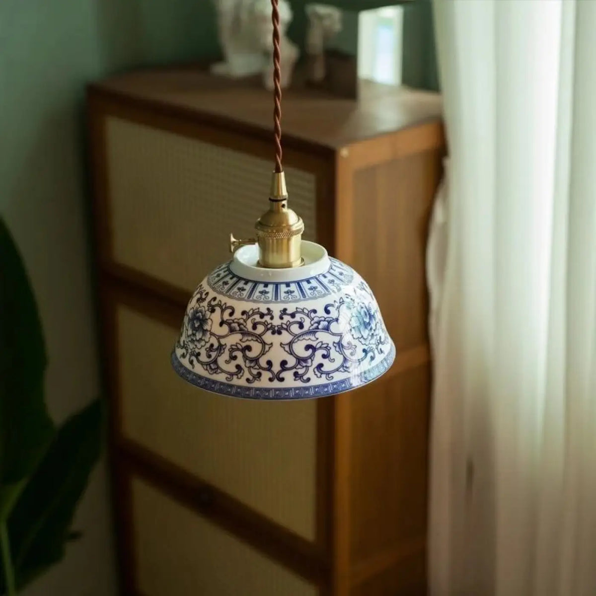 Suspension en céramique fleurie, style salon de thé, huit modèles