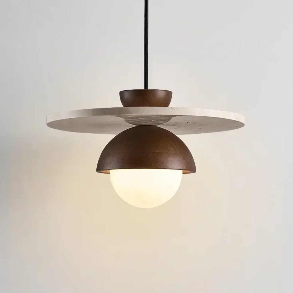Suspension scandinave à base en bois et verre, trois teintes
