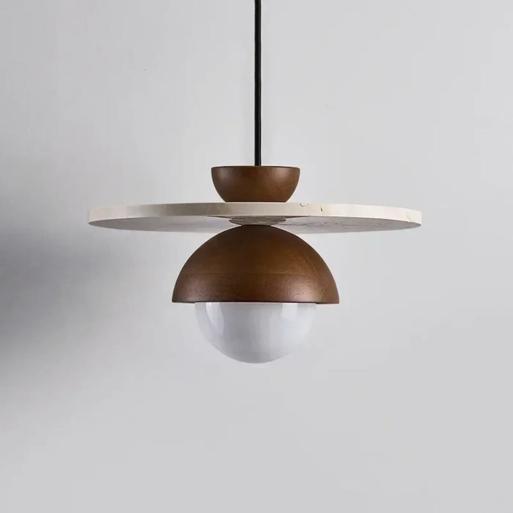 Suspension scandinave à base en bois et verre, trois teintes