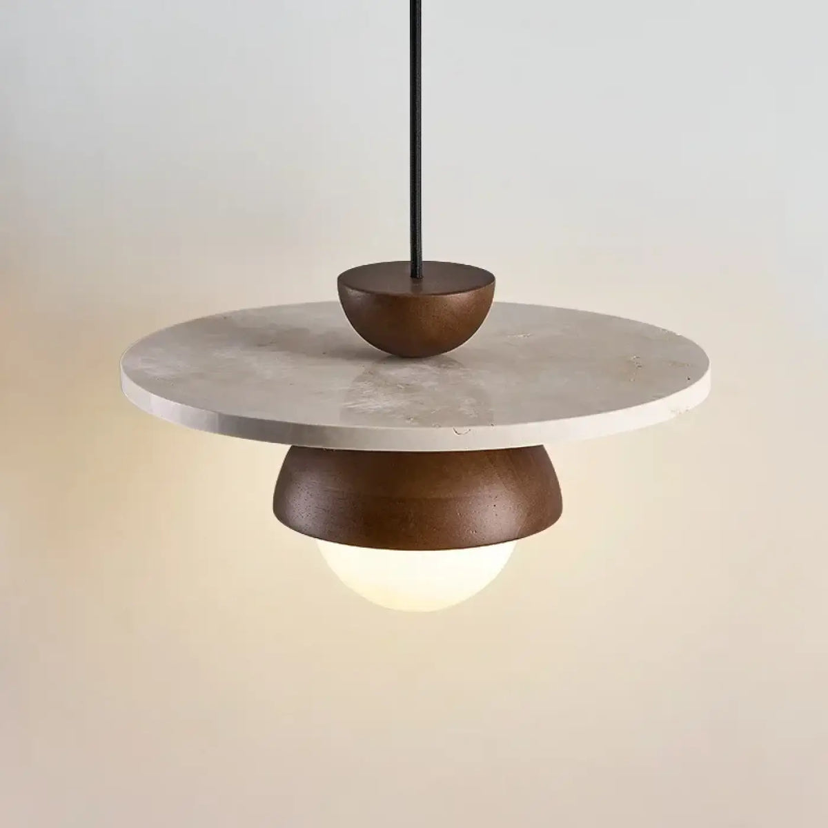 Suspension scandinave à base en bois et verre, trois teintes