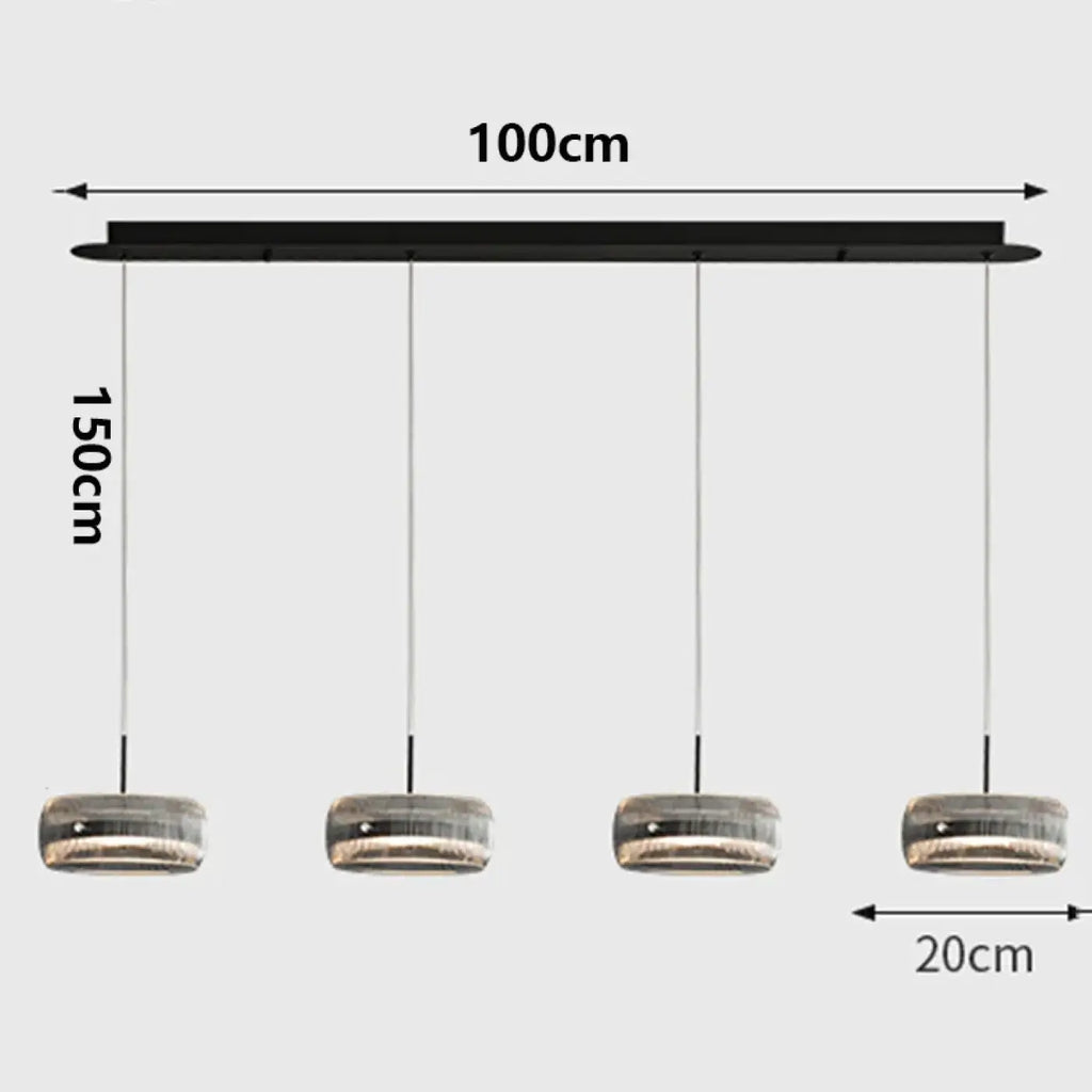Suspension en verre transparent sur support noir, tailles S et M