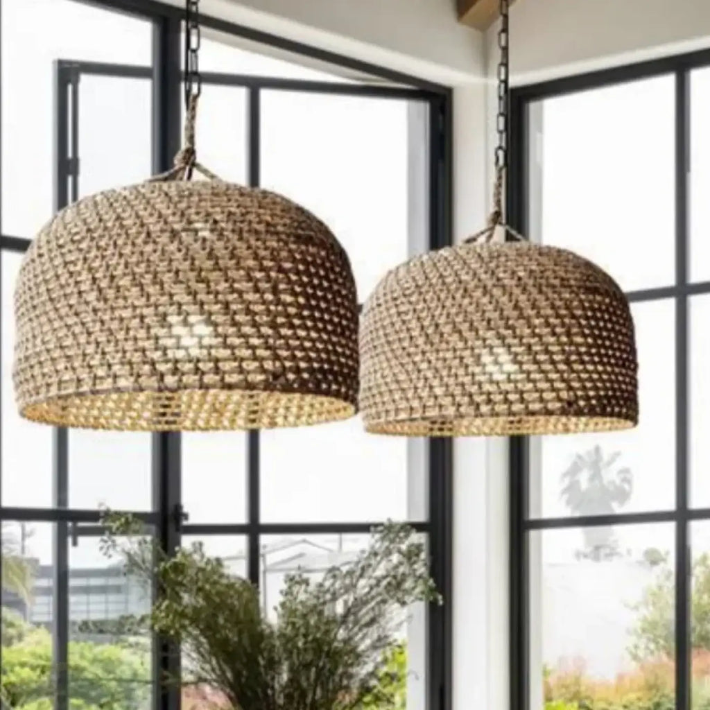 Suspension en osier tissé au design moderne, trois tailles