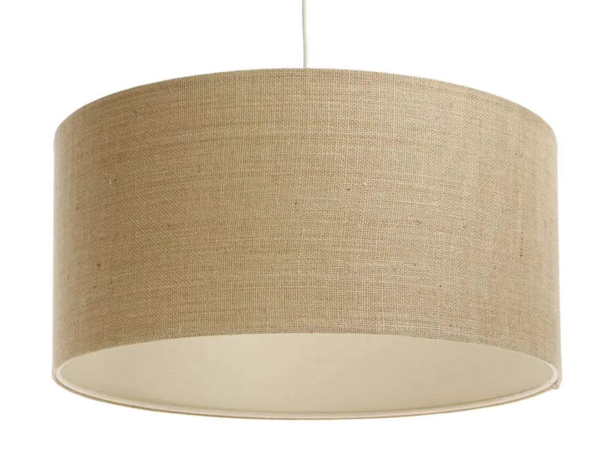 Suspension abat-jour en tissu beige et écru, tailles S à XL