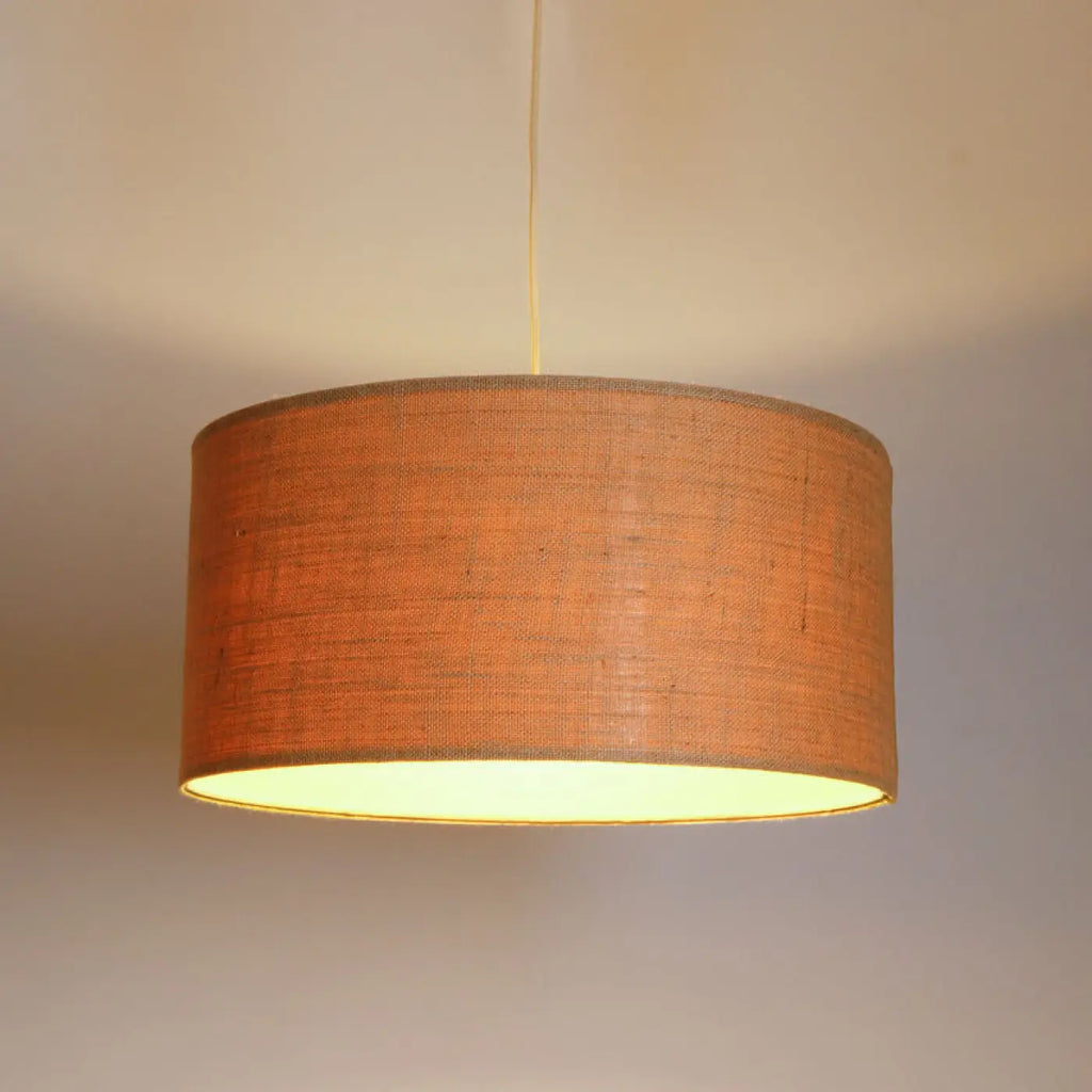 Suspension abat-jour en tissu beige et écru, tailles S à XL