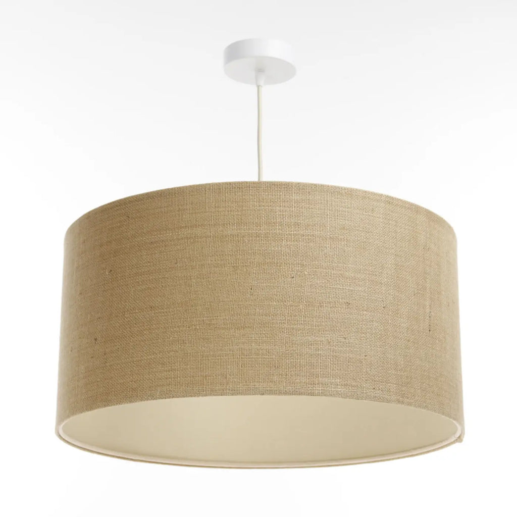 Suspension abat-jour en tissu beige et écru, tailles S à XL