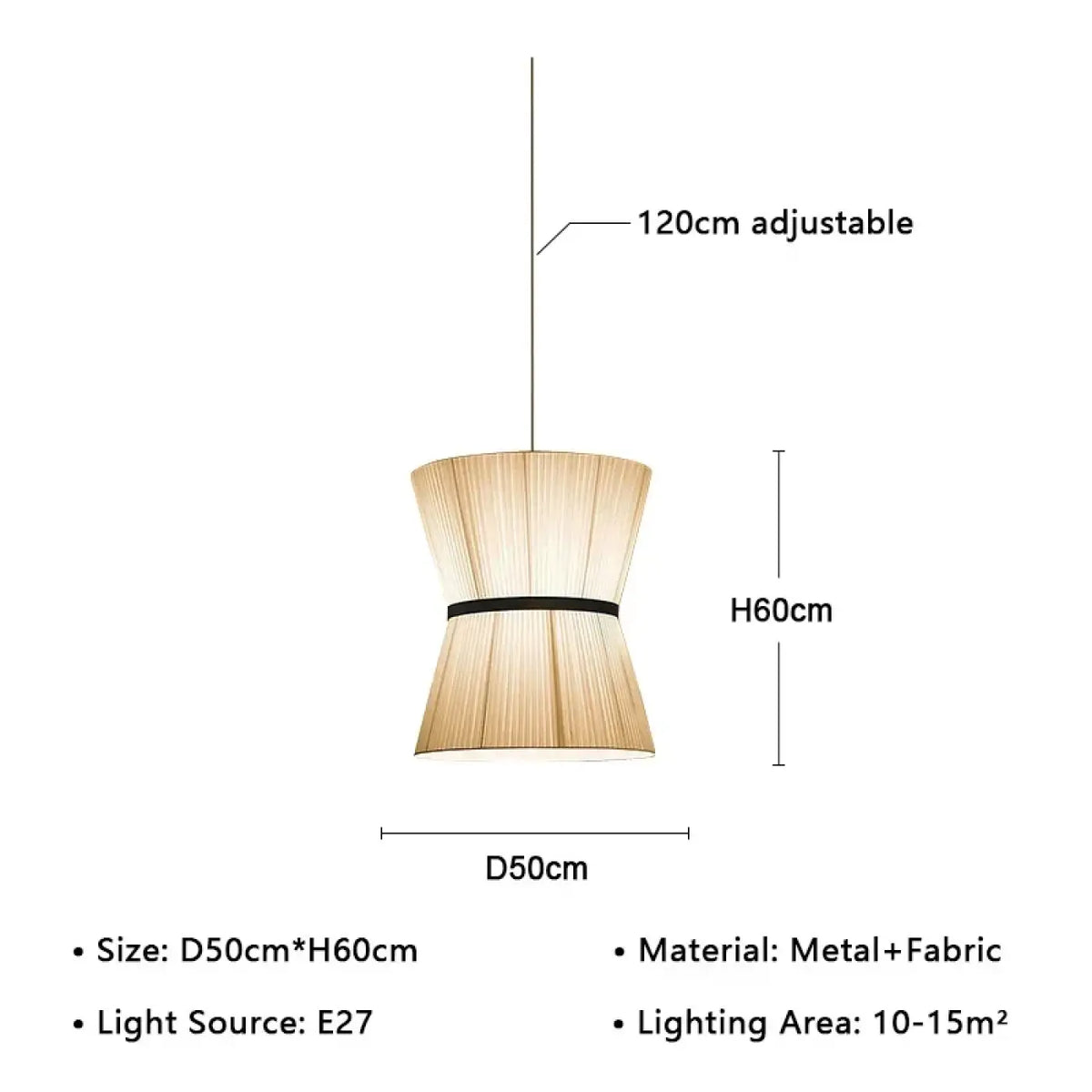 Suspension en tissu beige, trois tailles S, M et L