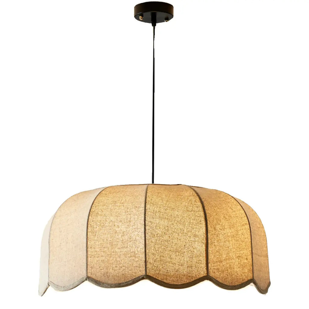Suspension moderne en tissu beige, abat-jour simple